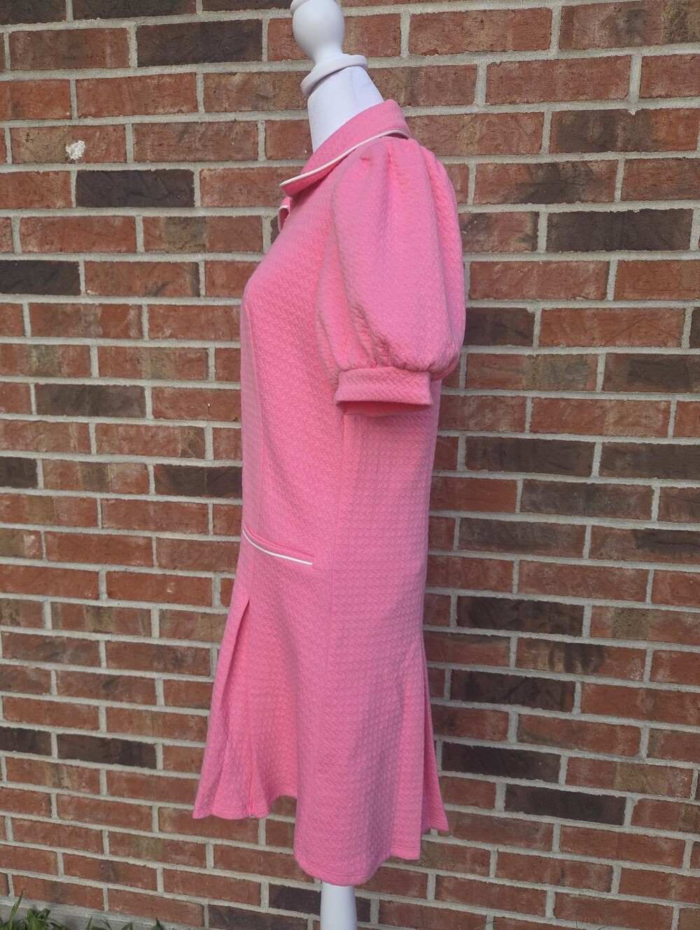 THML Pink Mod Mini Dress - 60s Inspired Zip Front Puff Sleeves - Size Small NWOT - Picture 8 of 16